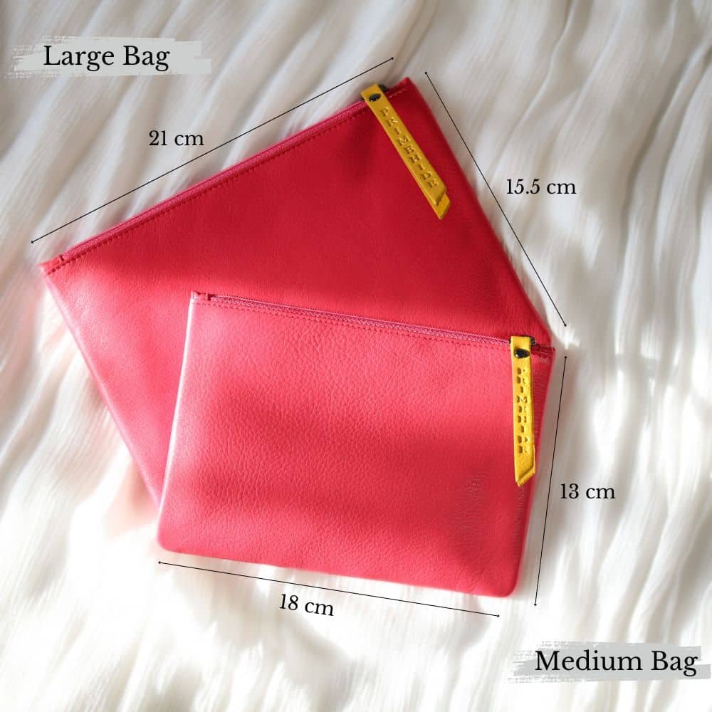 Large Size Leather Zip Pouch