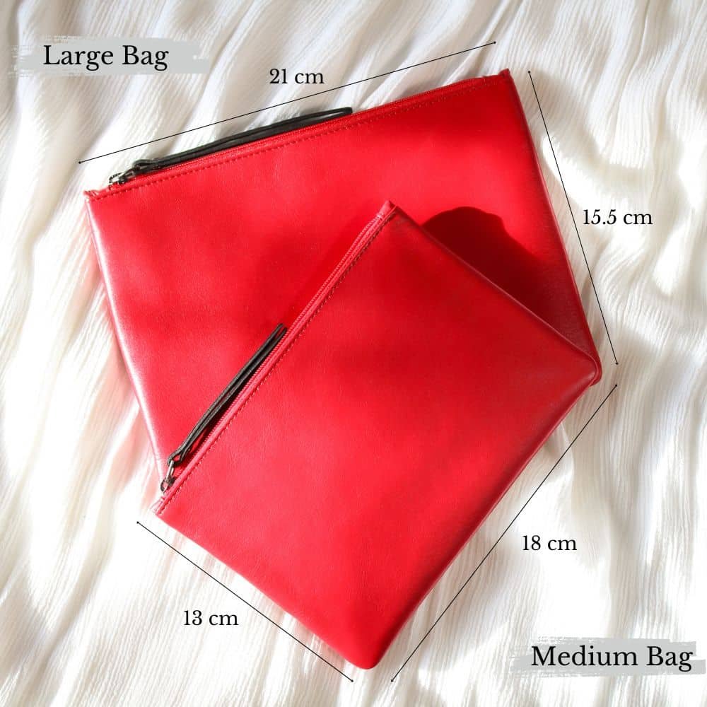 Large Size Leather Zip Pouch