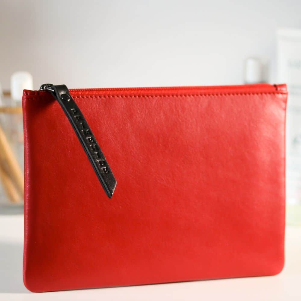 PRIMEHIDE Leather Zip Pouch Red 702 &#8211; 703