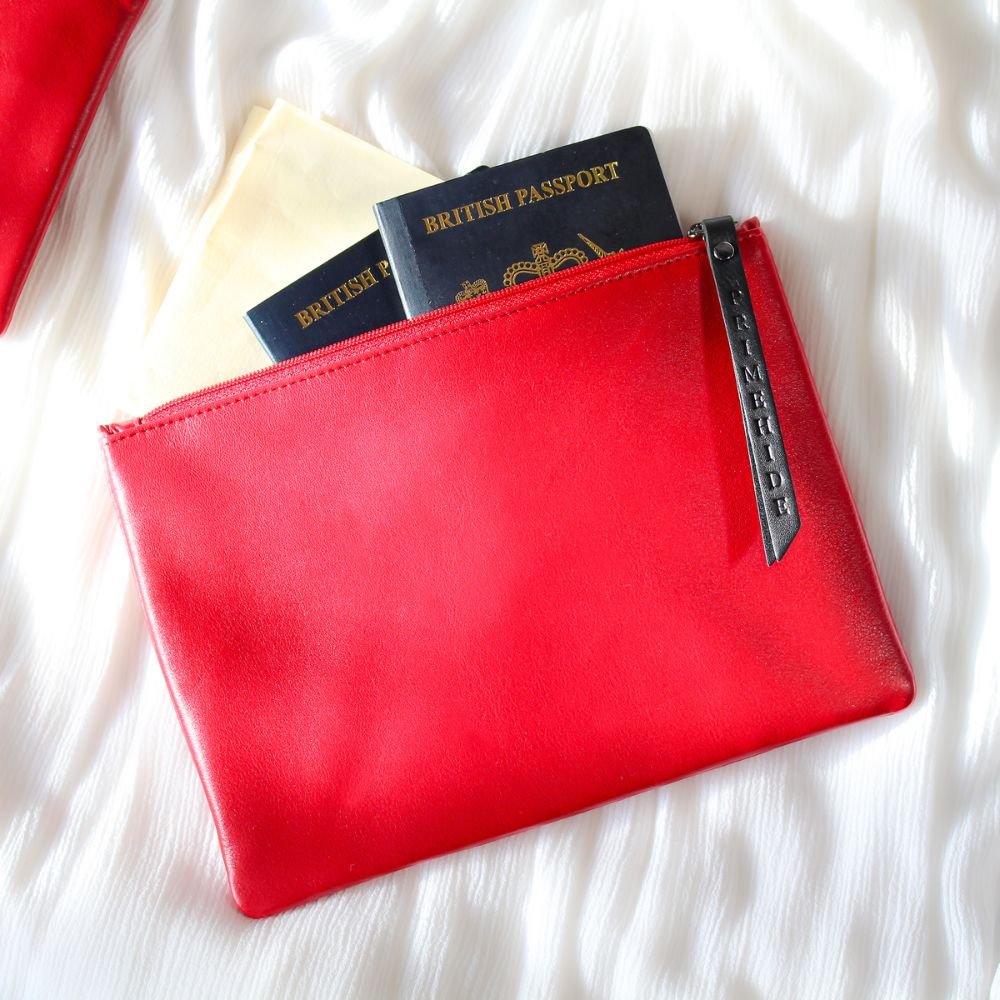 Large Size Leather Zip Pouch