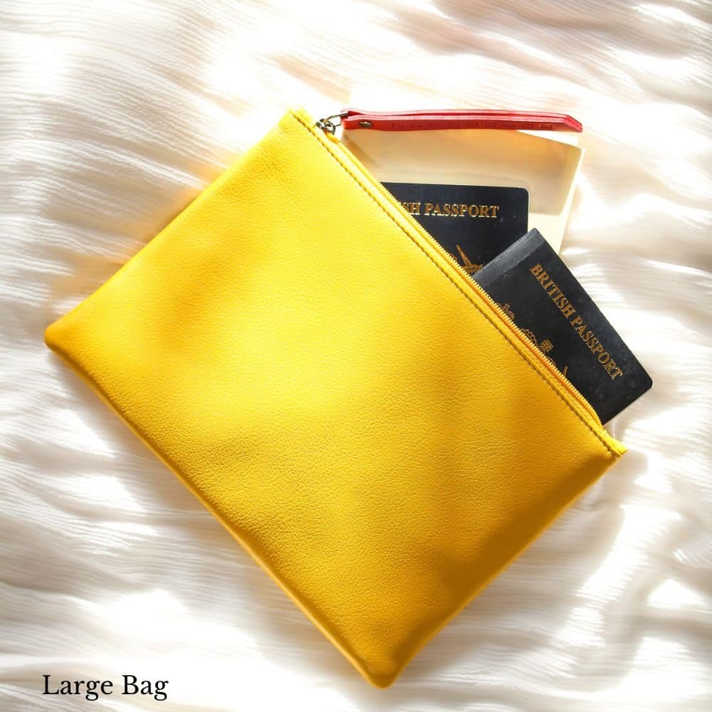 Large Size Leather Zip Pouch