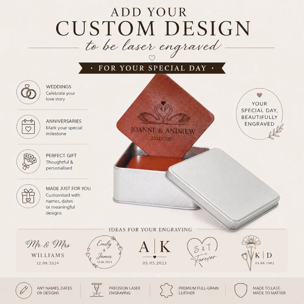 Personalised leather coasters gift idea