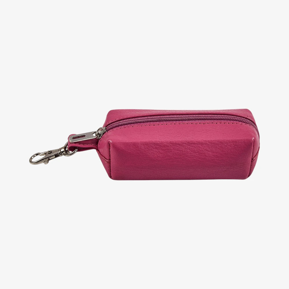 Compact pink leather key organizer for daily use
