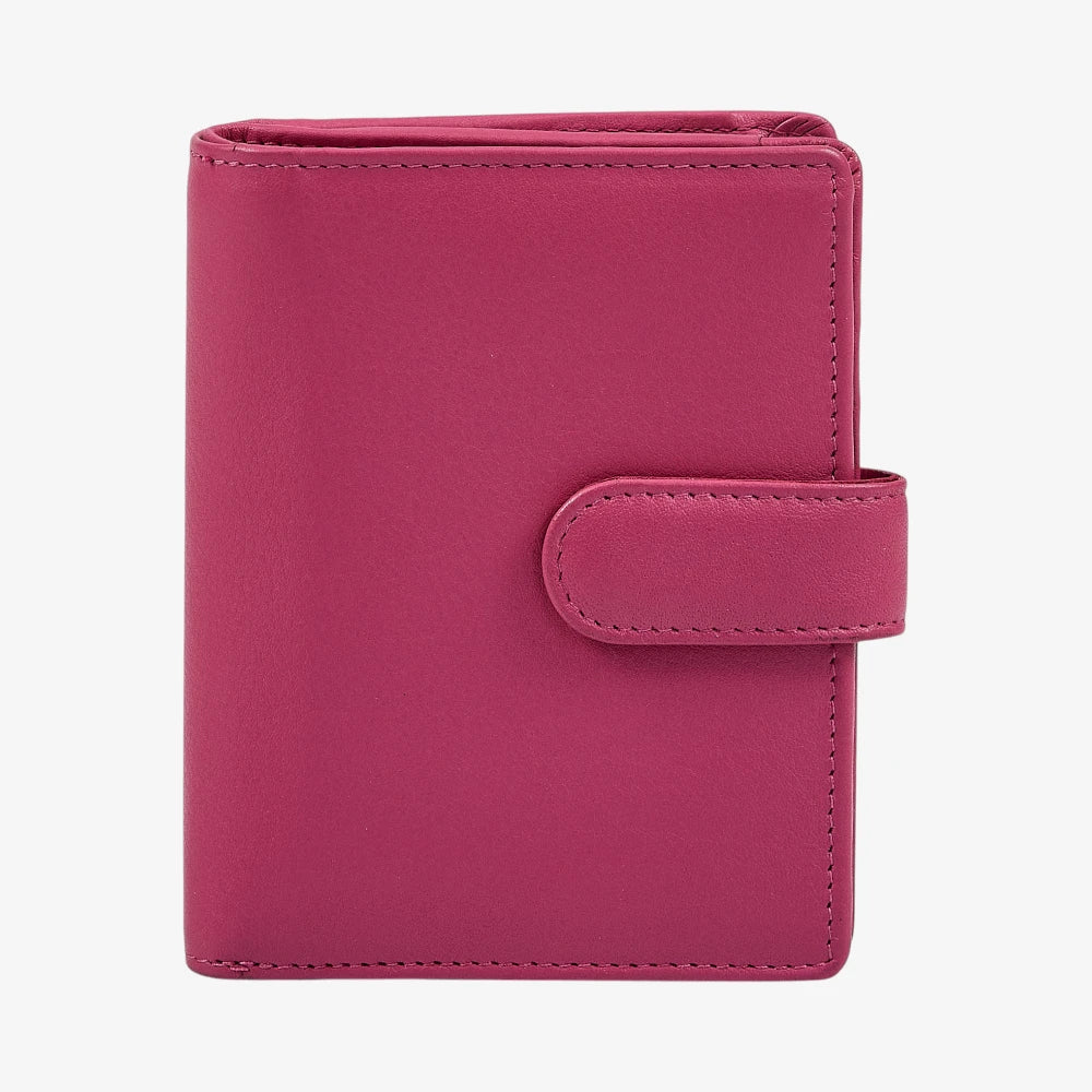 Miami medium zipped trifold ladies leather purse in pink made from real 
leather