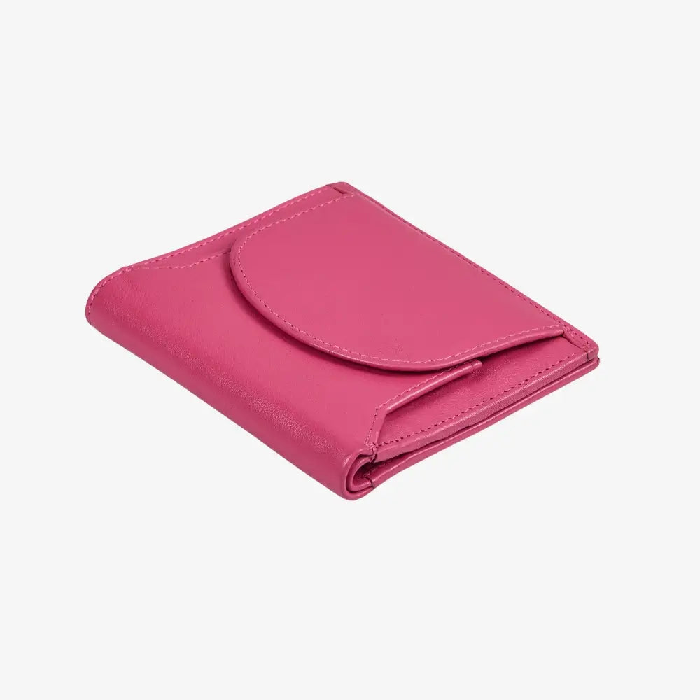 Miami leather coin tray purse in pink real leather