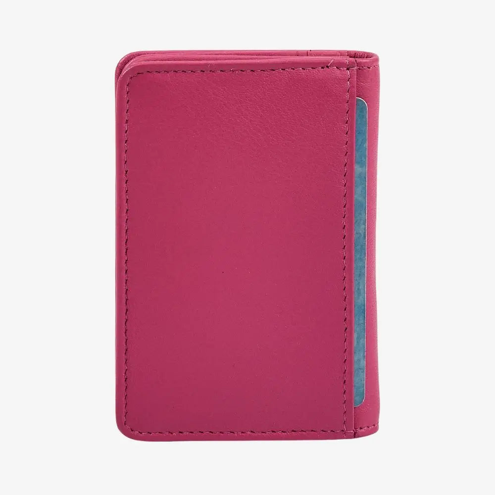 Pink leather card holder for handbags 