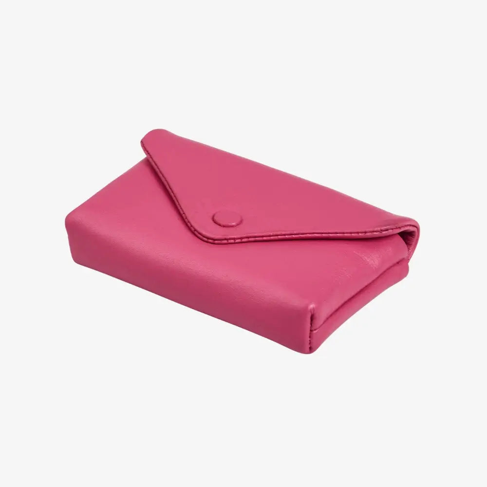 Miami leather small envelope coin purse in pink real leather