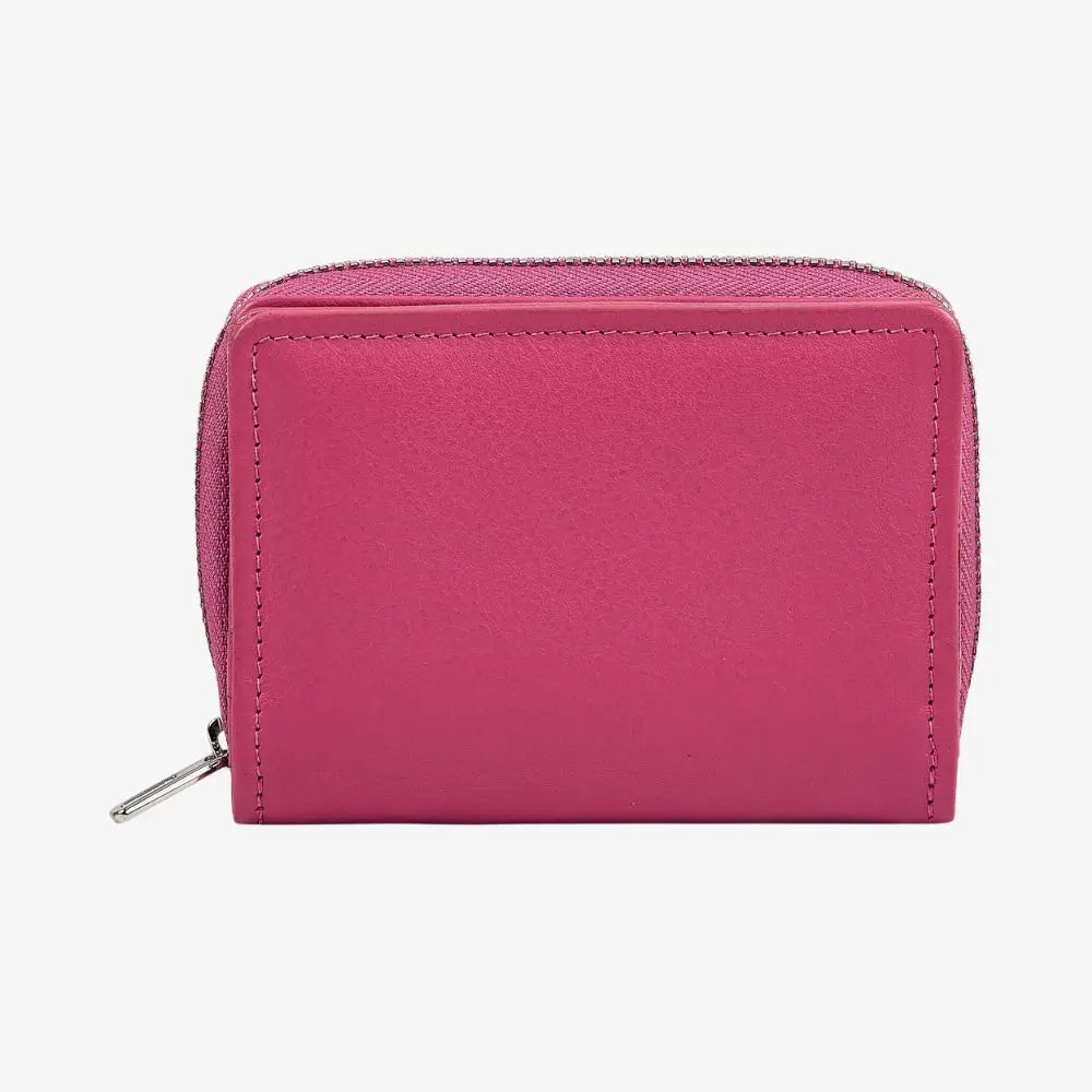 Miami real leather zipped card holder with RFID protection in pink 