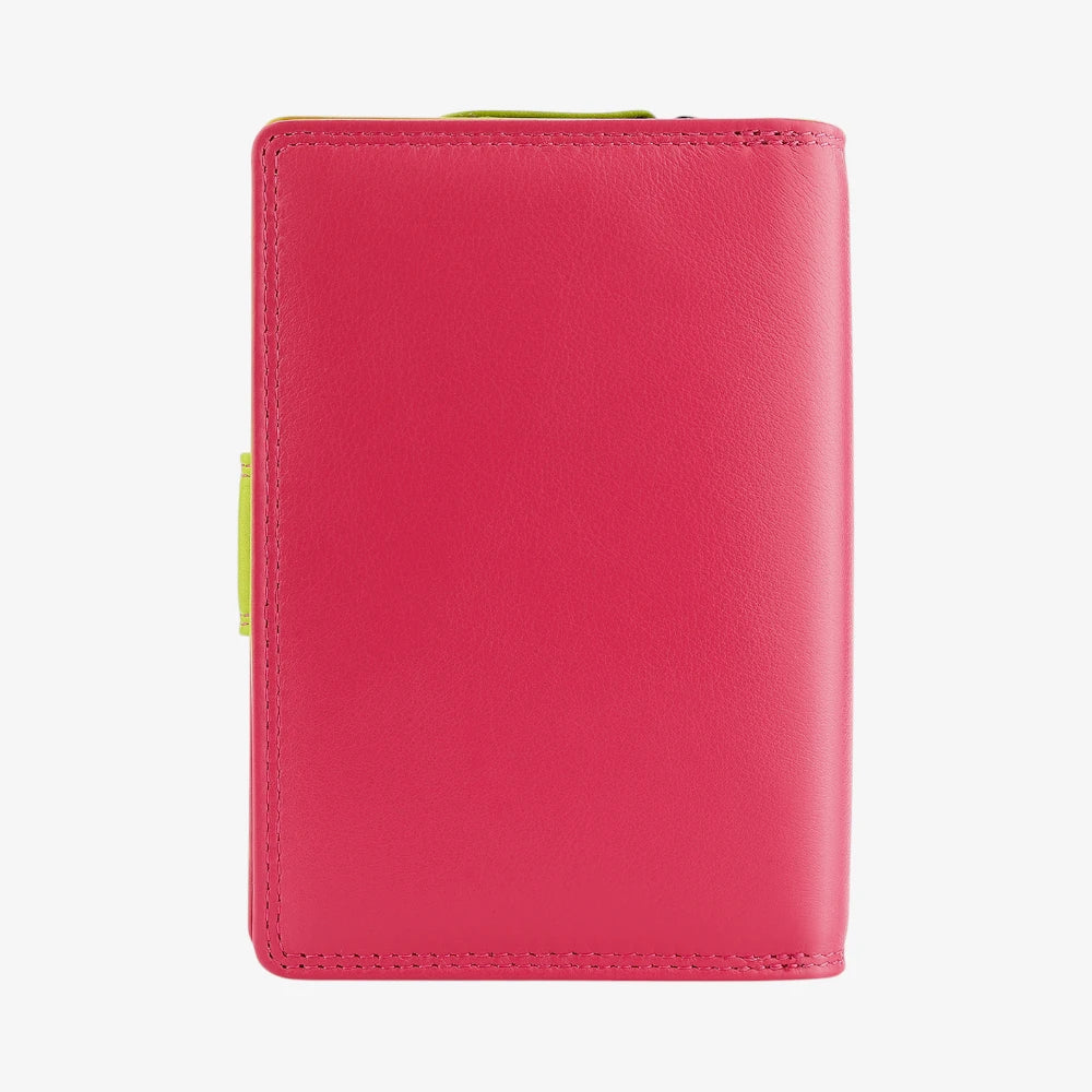 Pink leather wallet on a white background