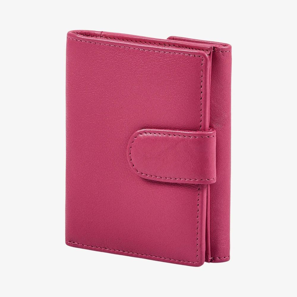 Real leather women's trifold wallet in pink