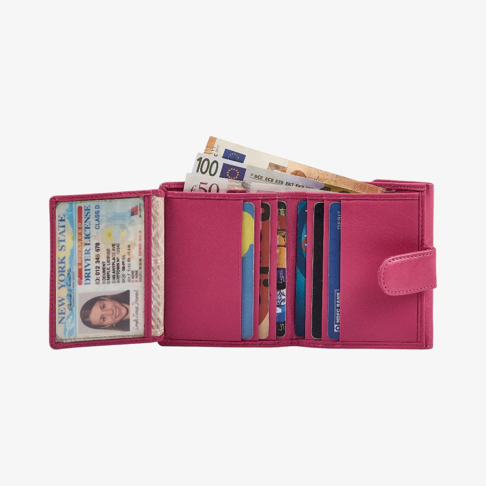 Soft real leather ladies wallet in pink for everyday use