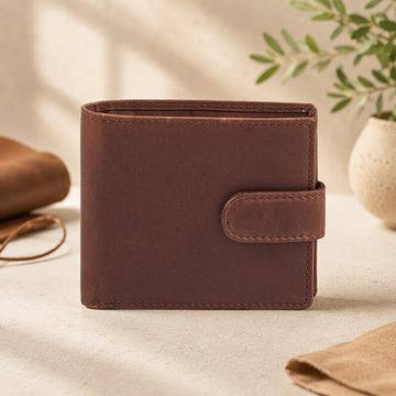 Premium Oil Pull-Up Leather Men's Flap Over Wallet with Multiple Card Slots & Coin Pocket