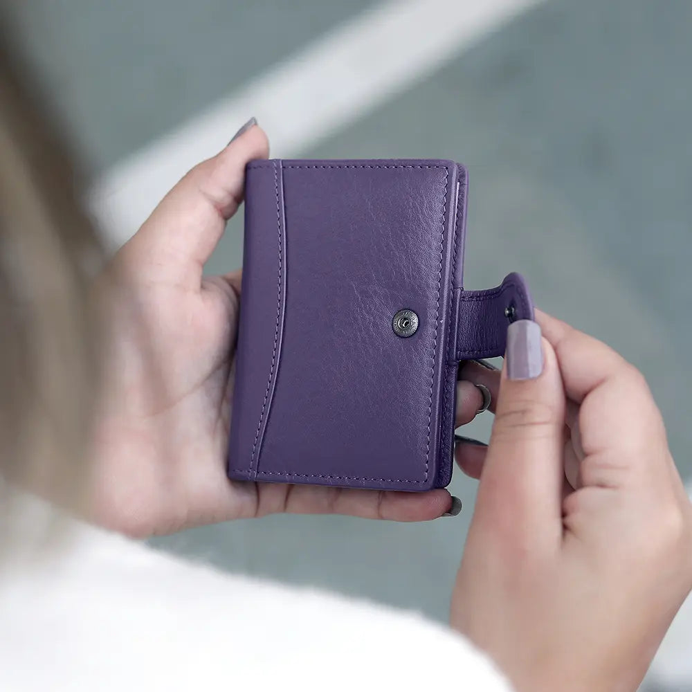 Purple Premium Leather RFID Credit Card Holder 6