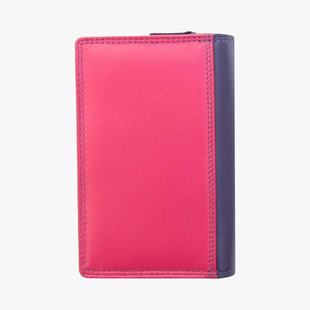 Pink and purple wallet on a white background