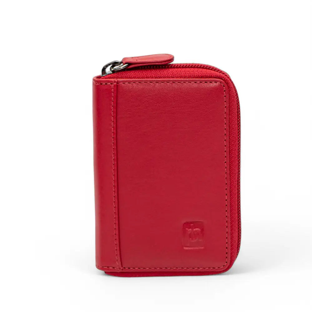 Front view  of  red rfid concertina leather credit card wallets