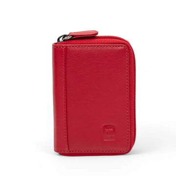 Front view  of  red rfid concertina leather credit card wallets