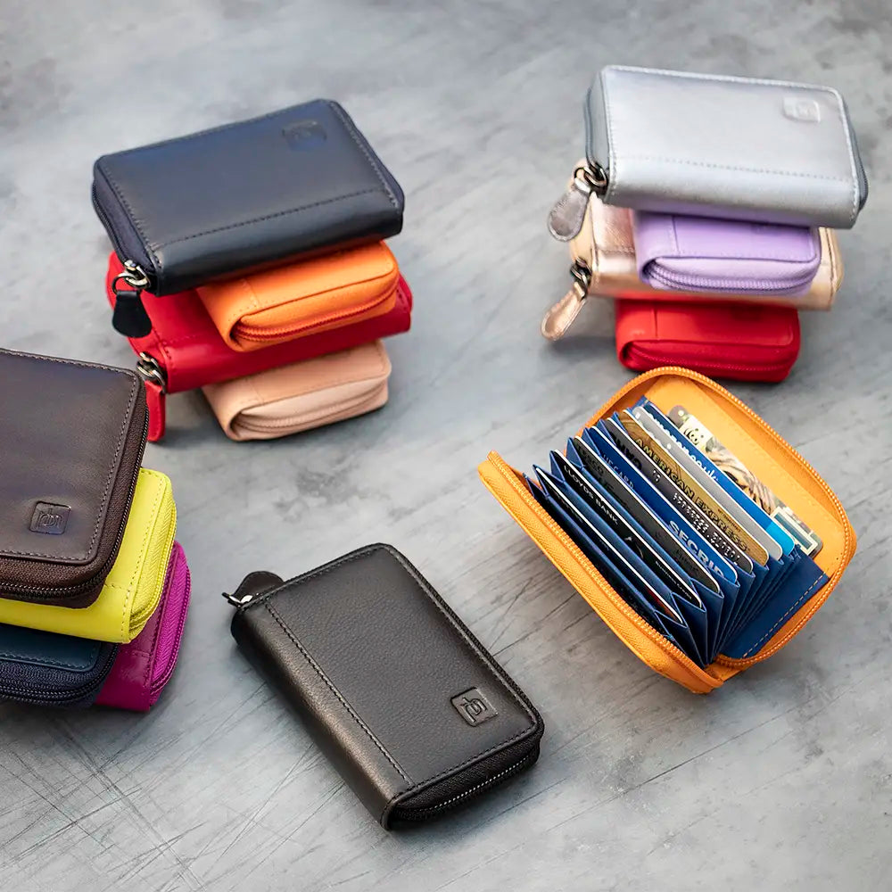 RFID Concertina Leather Credit Card Wallets