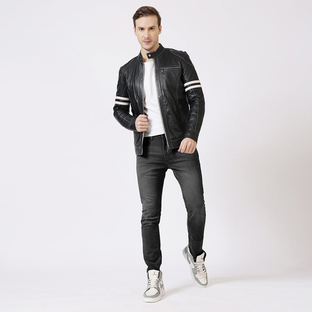 Racer Leather Jacket Fred Black 6934 &#8211; 1