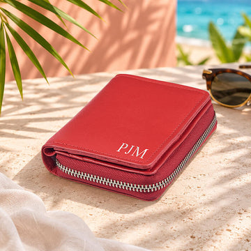 Real Leather Zipped Card Holder with RFID Protection - Miami