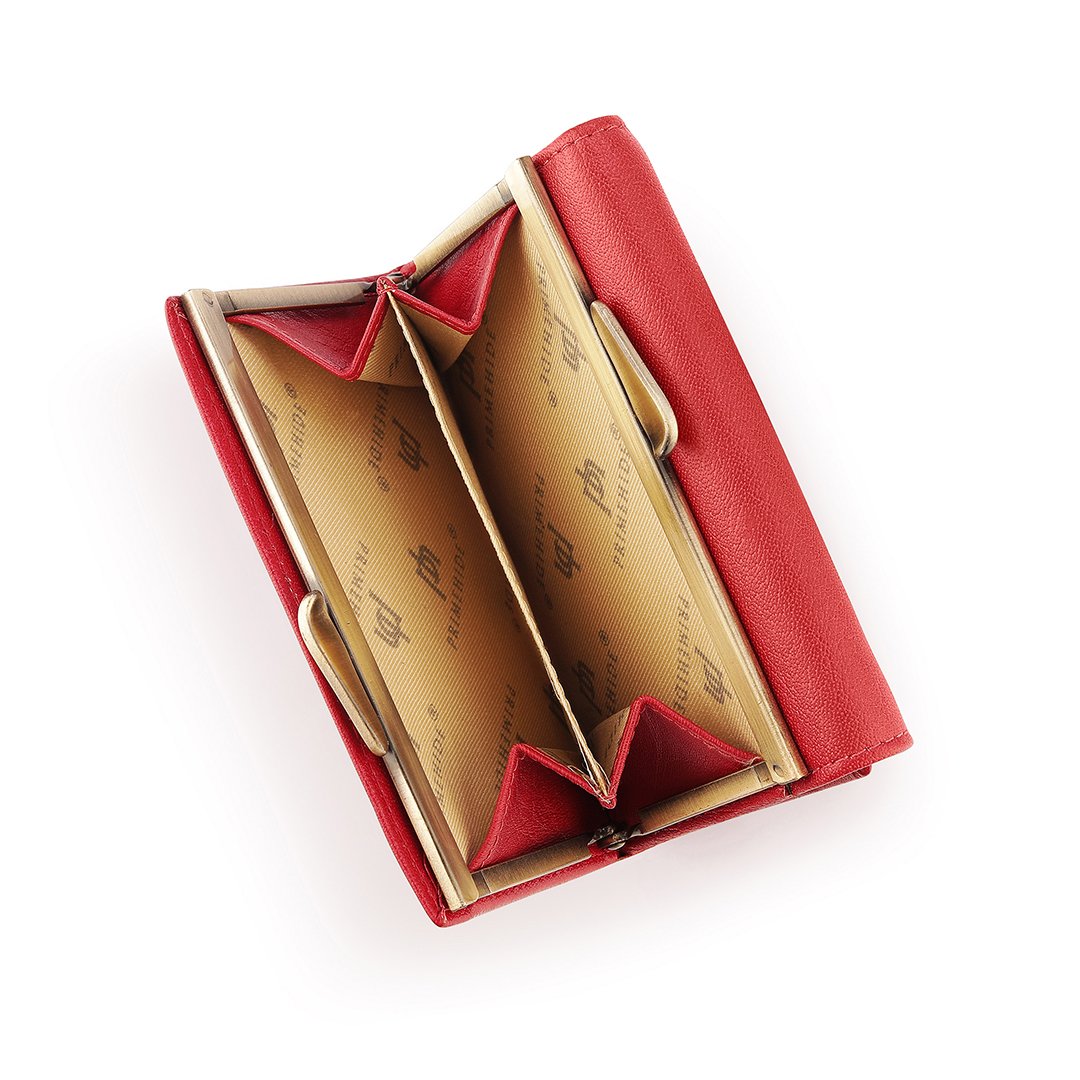Velura Clip Frame Trifold Purse