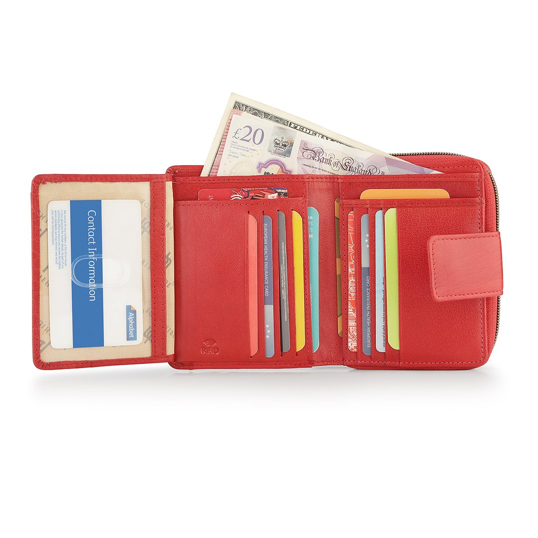 Velura Leather Purse Medium Zip Around Trifold