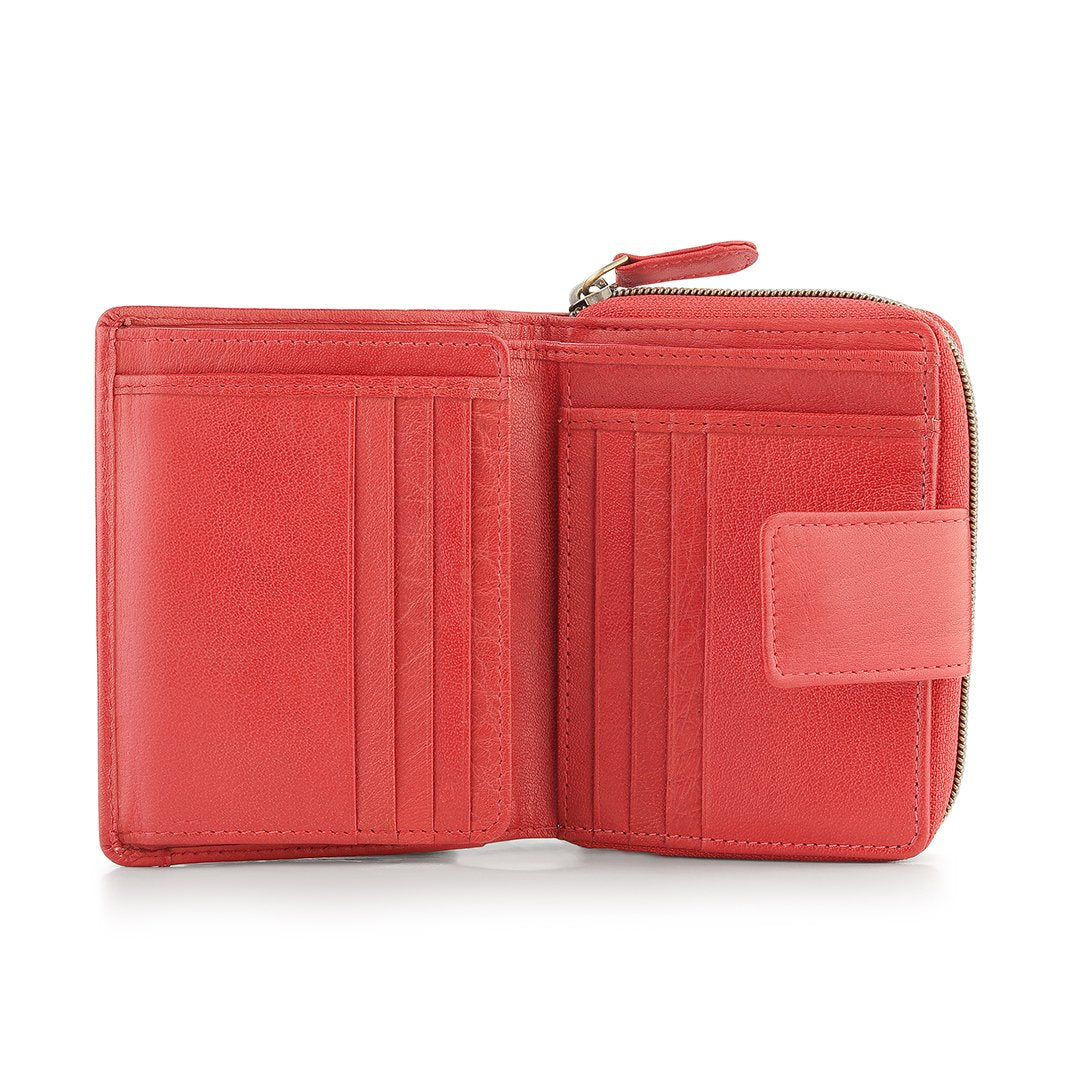 Velura Leather Purse Medium Zip Around Trifold