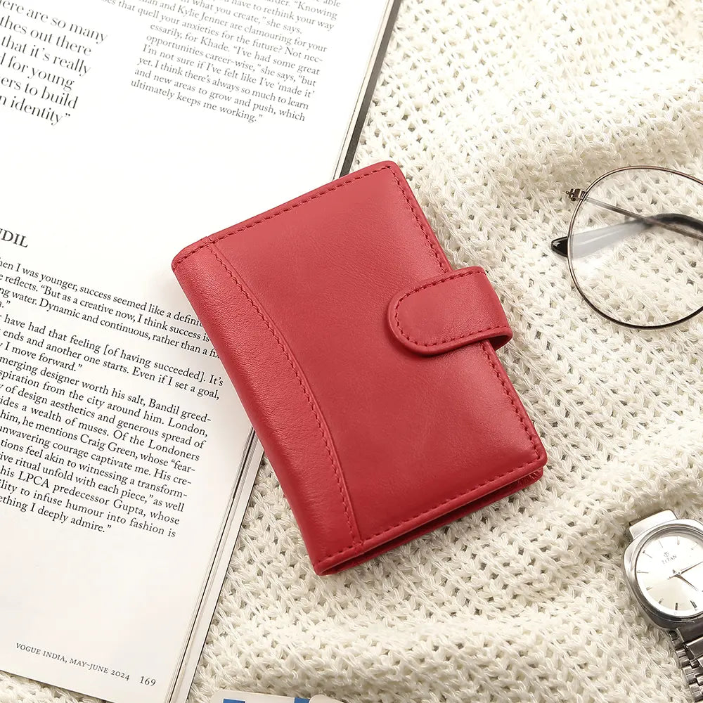 Red Premium Leather RFID Credit Card Holder 5