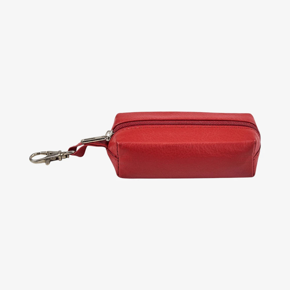 Compact red leather key organizer for everyday essentials