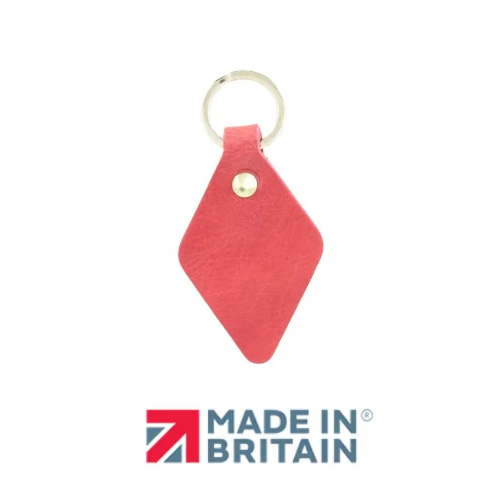 Red keychain with a 'Made in Britain' logo on a white background