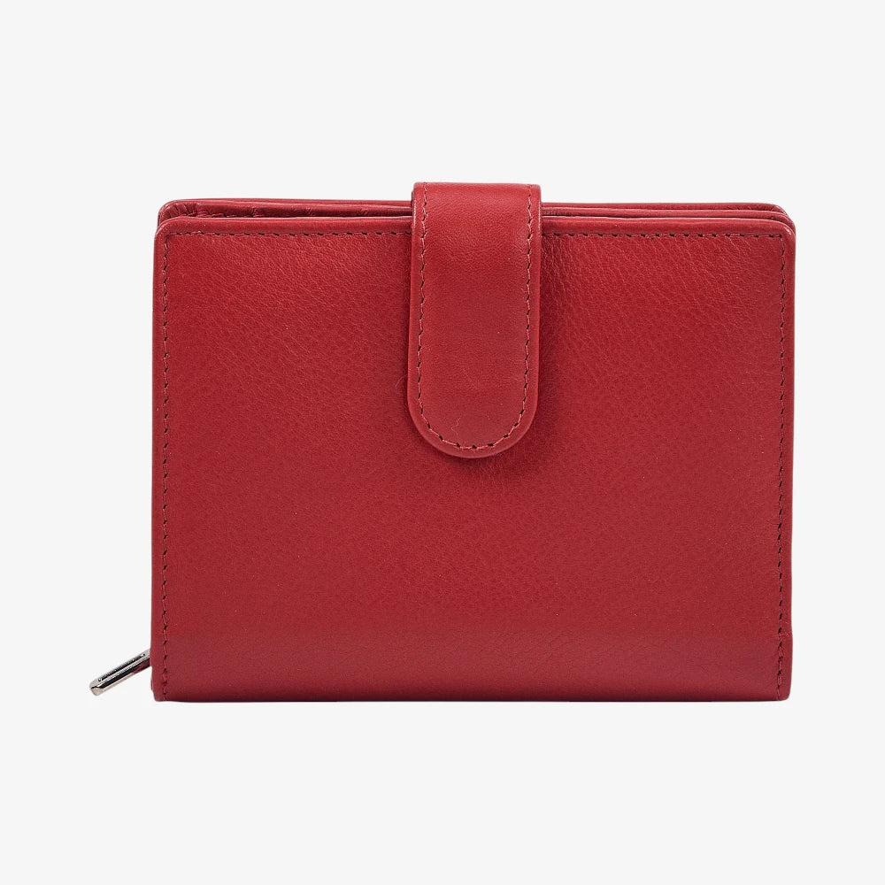 Classic red ladies leather purse with soft grain finish