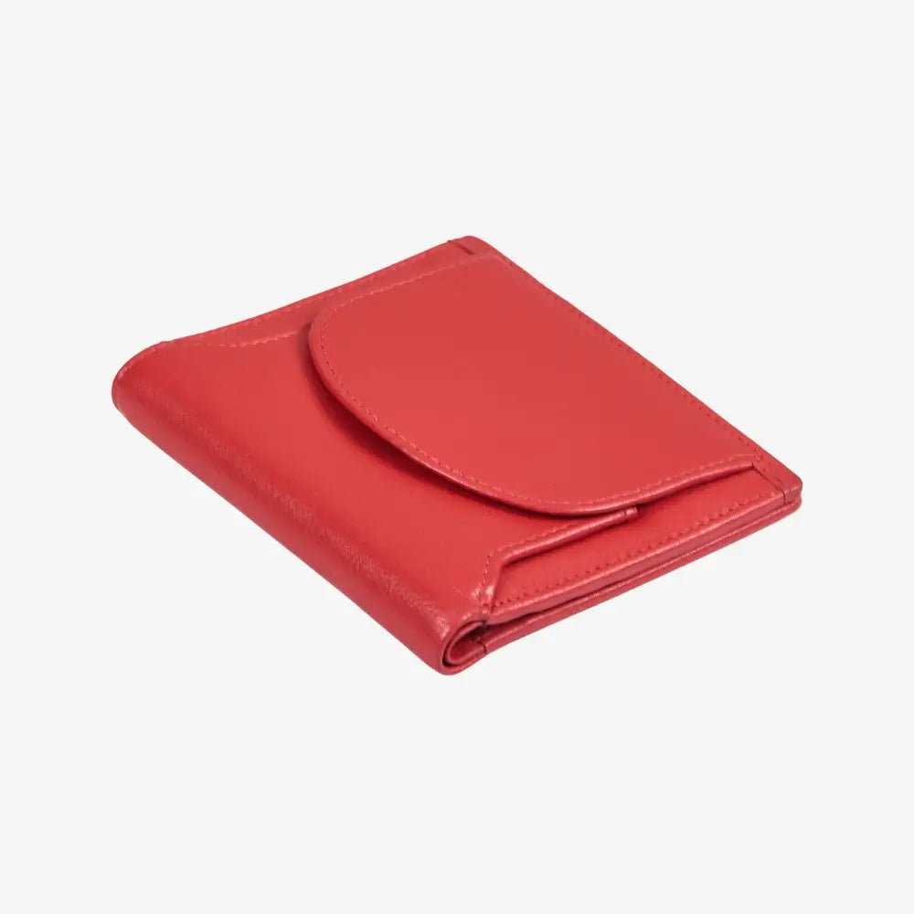 Miami leather coin tray purse in red real leather 