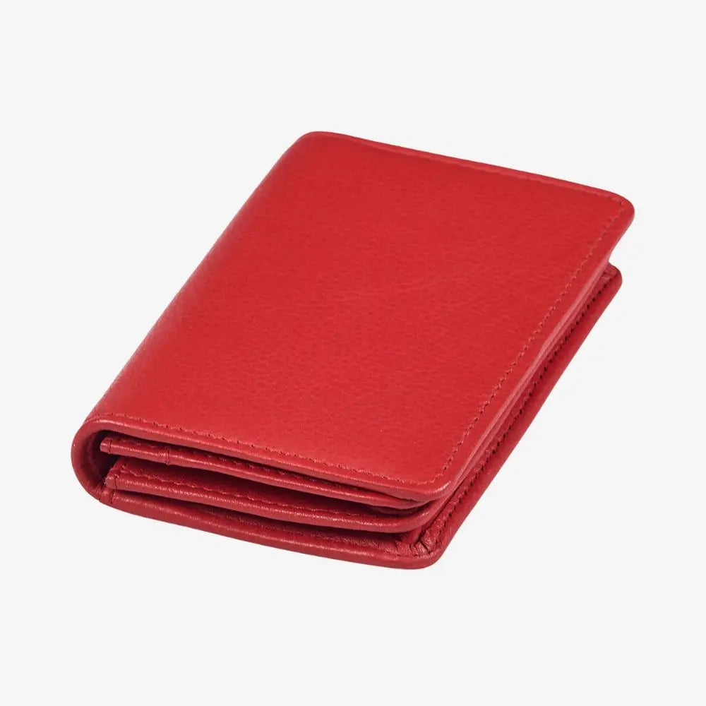 Red real leather card holder for women 
