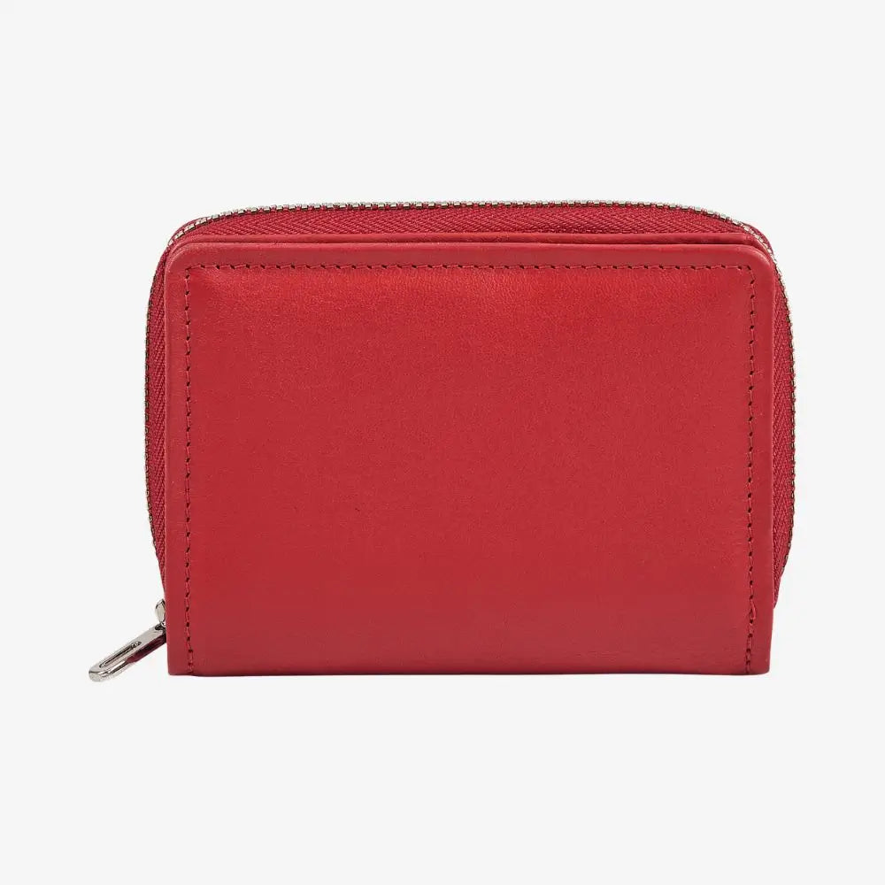 Miami real leather zipped card holder with RFID protection in red