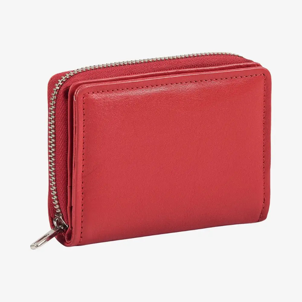Red leather zip card holder for everyday carry
