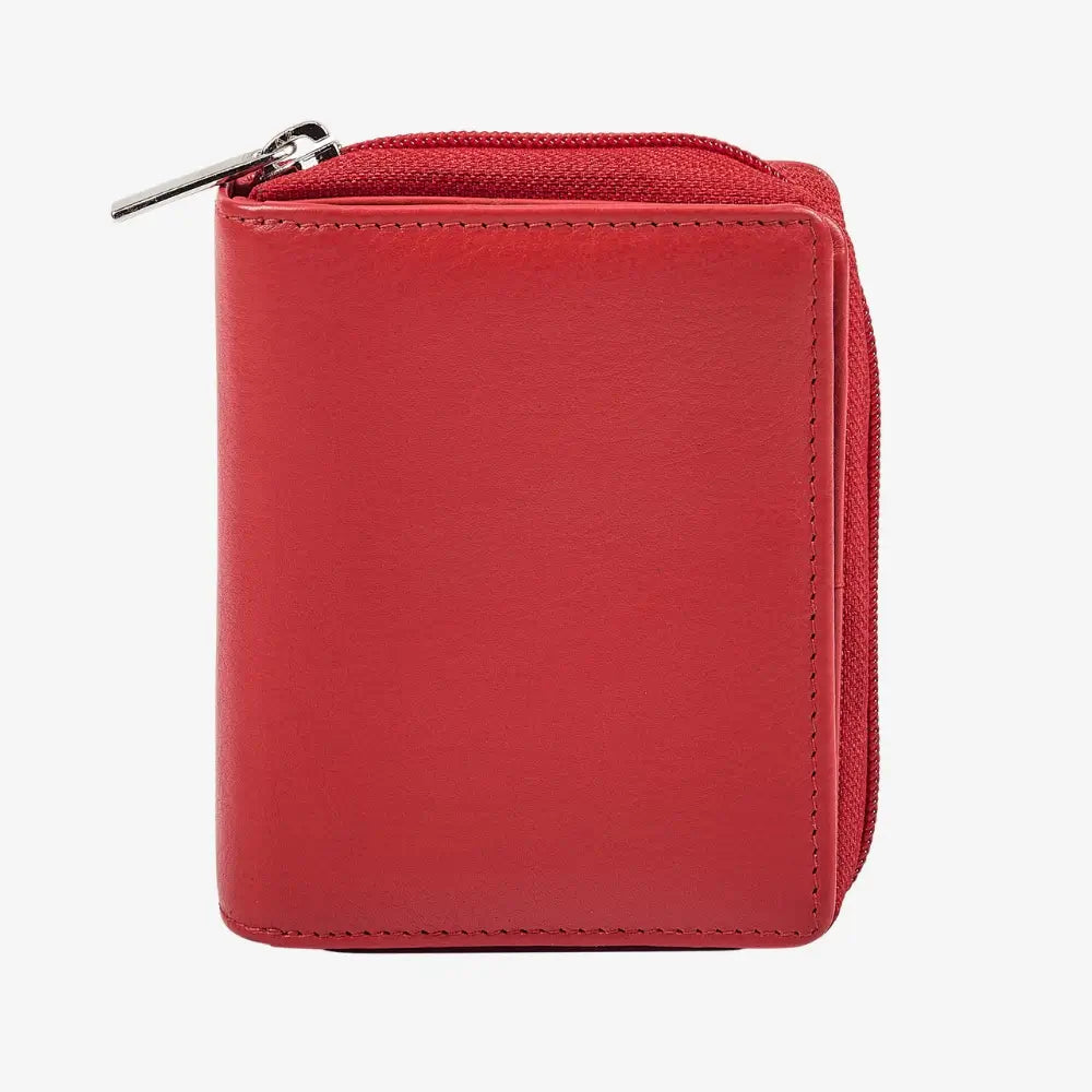 Miami zip around purse for women in red real leather 