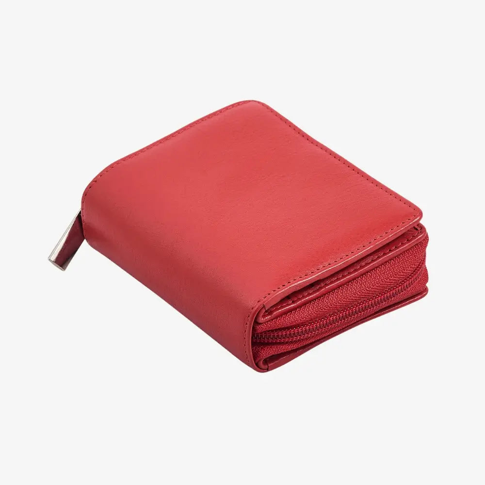 Real Leather ladies purse in red with RFID security 