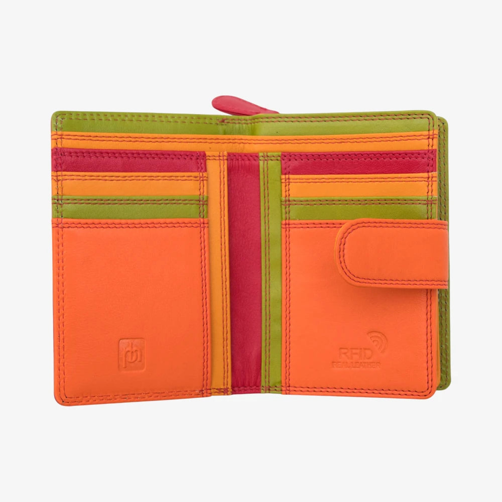 Red wallet with open design on a white background