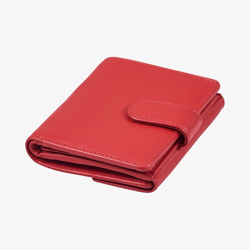 Miami small real leather trifold purse in red with RFID protection
