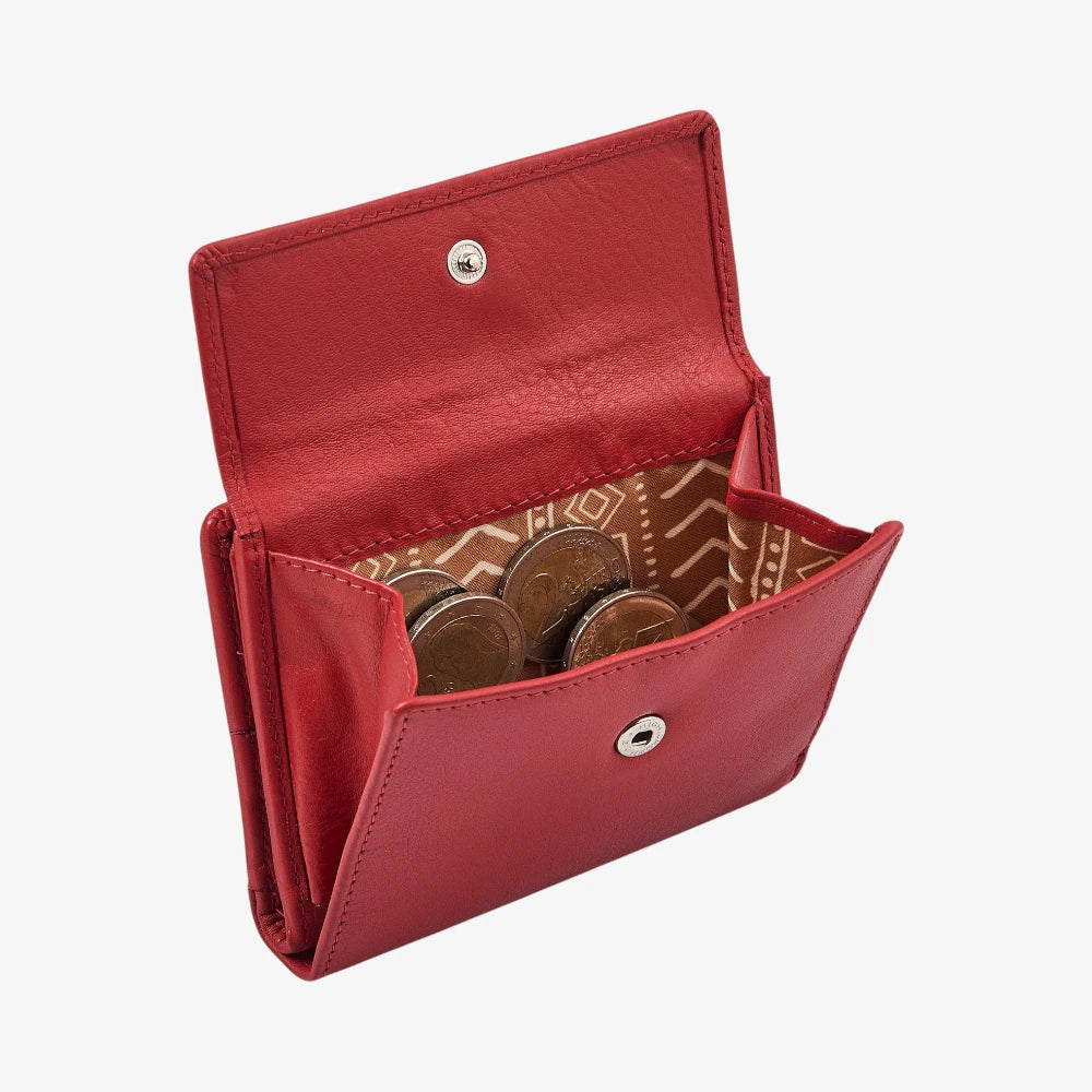 Stylish red trifold leather purse for everyday essentials 