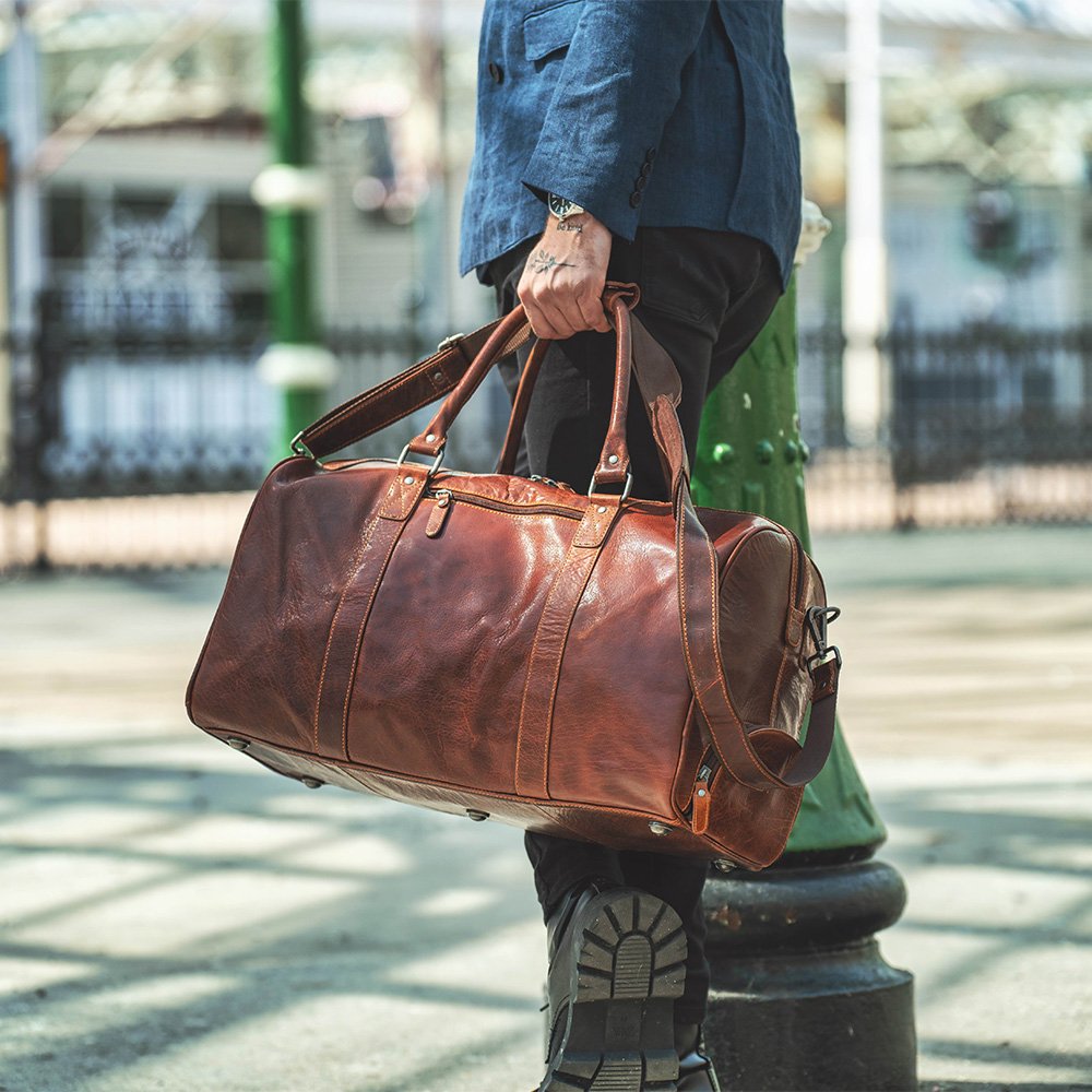 Leather Duffle Bag Shoe Section Roma