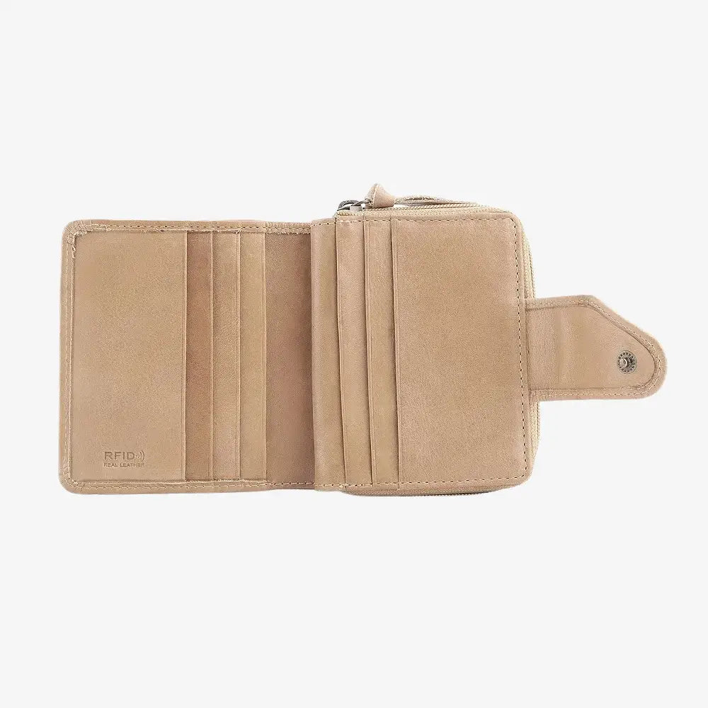 sand wallet with multiple card slots on a white background