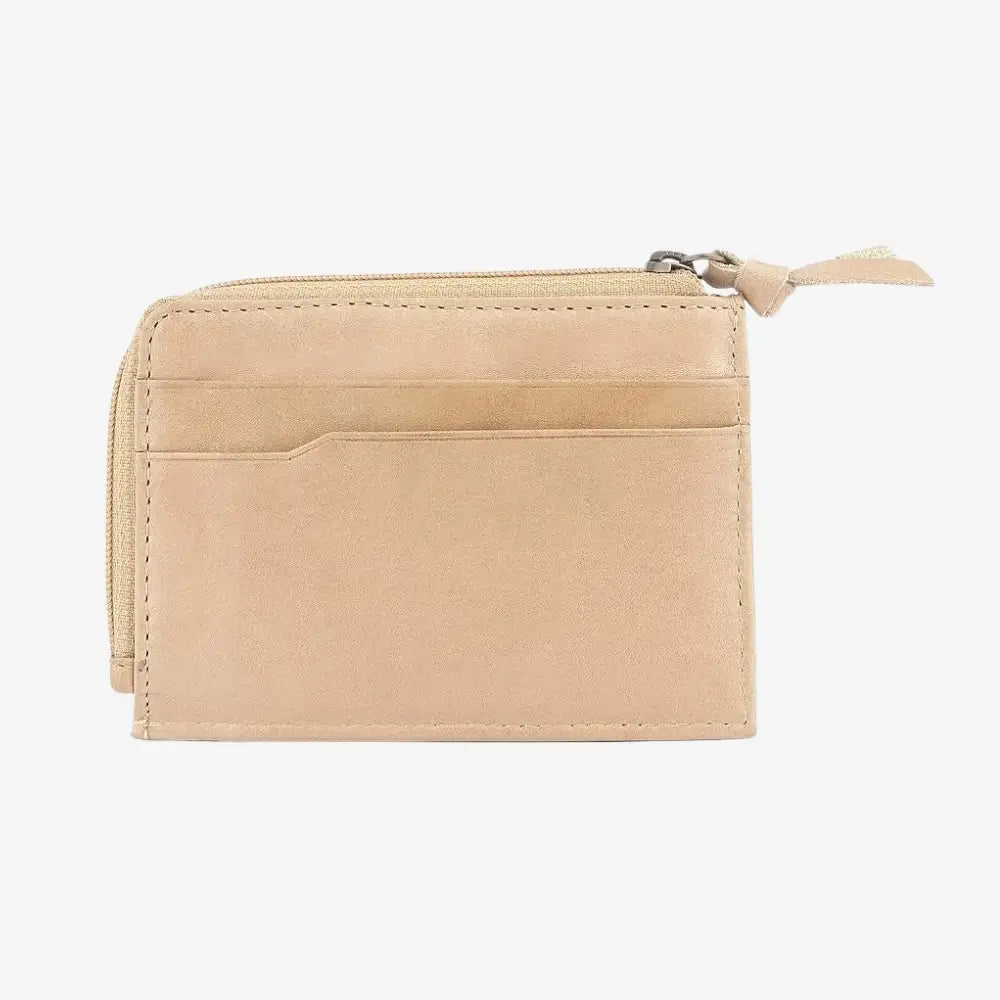Sand wallet with a zipper on a white background