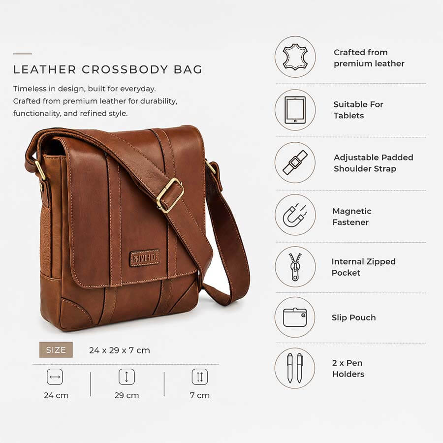 Small Leather Messenger Bag - Ridgeback