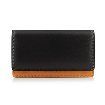 Front View of Black Soft Leather Clutch Purse - Lily London