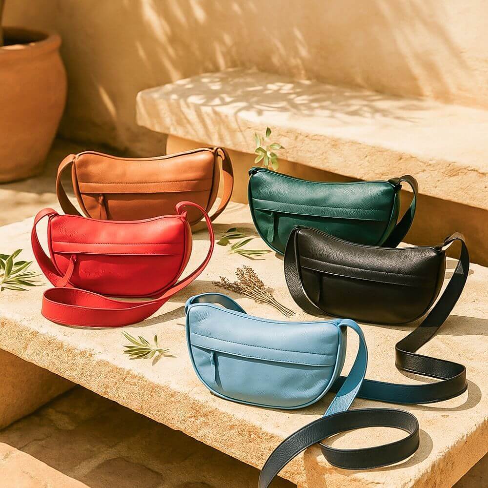 Soft Leather Halfmoon Sling Bag Midnight Blue