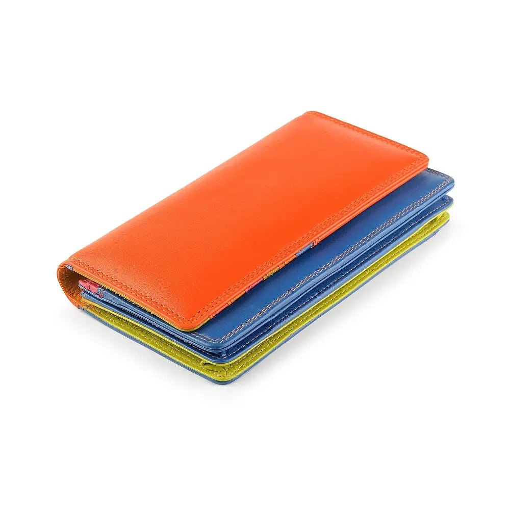 Orange leather wallet on a white background