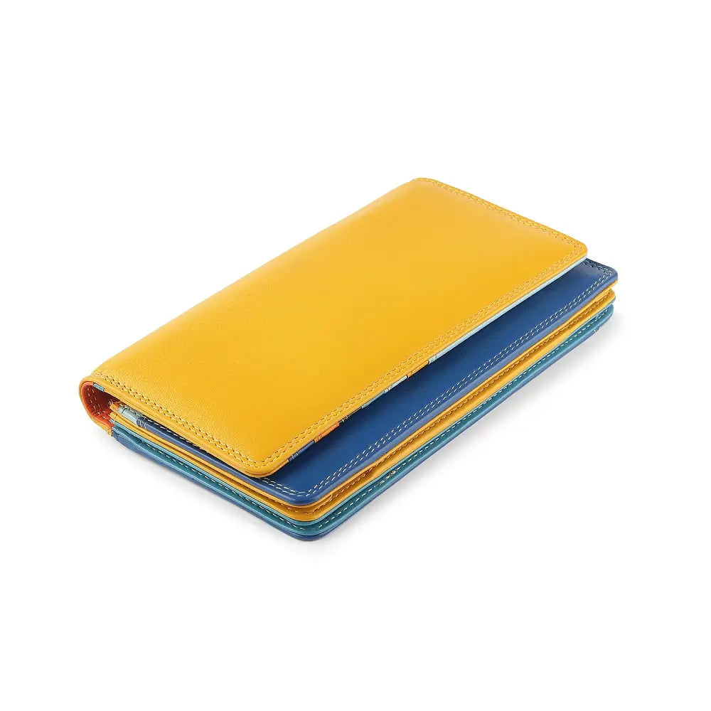 Yellow  leather wallet on a white background