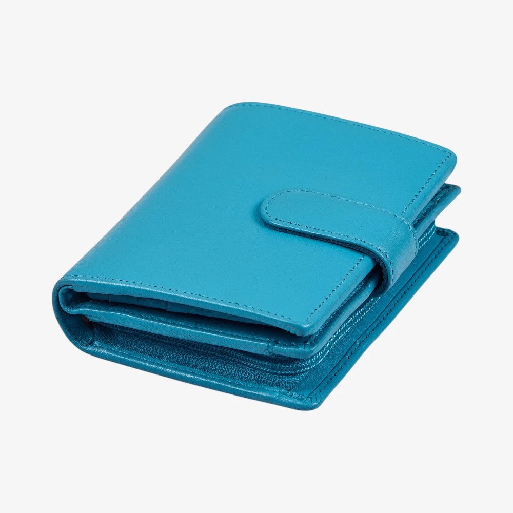  Stylish turquoise real leather purse for women with compact organised 
storage