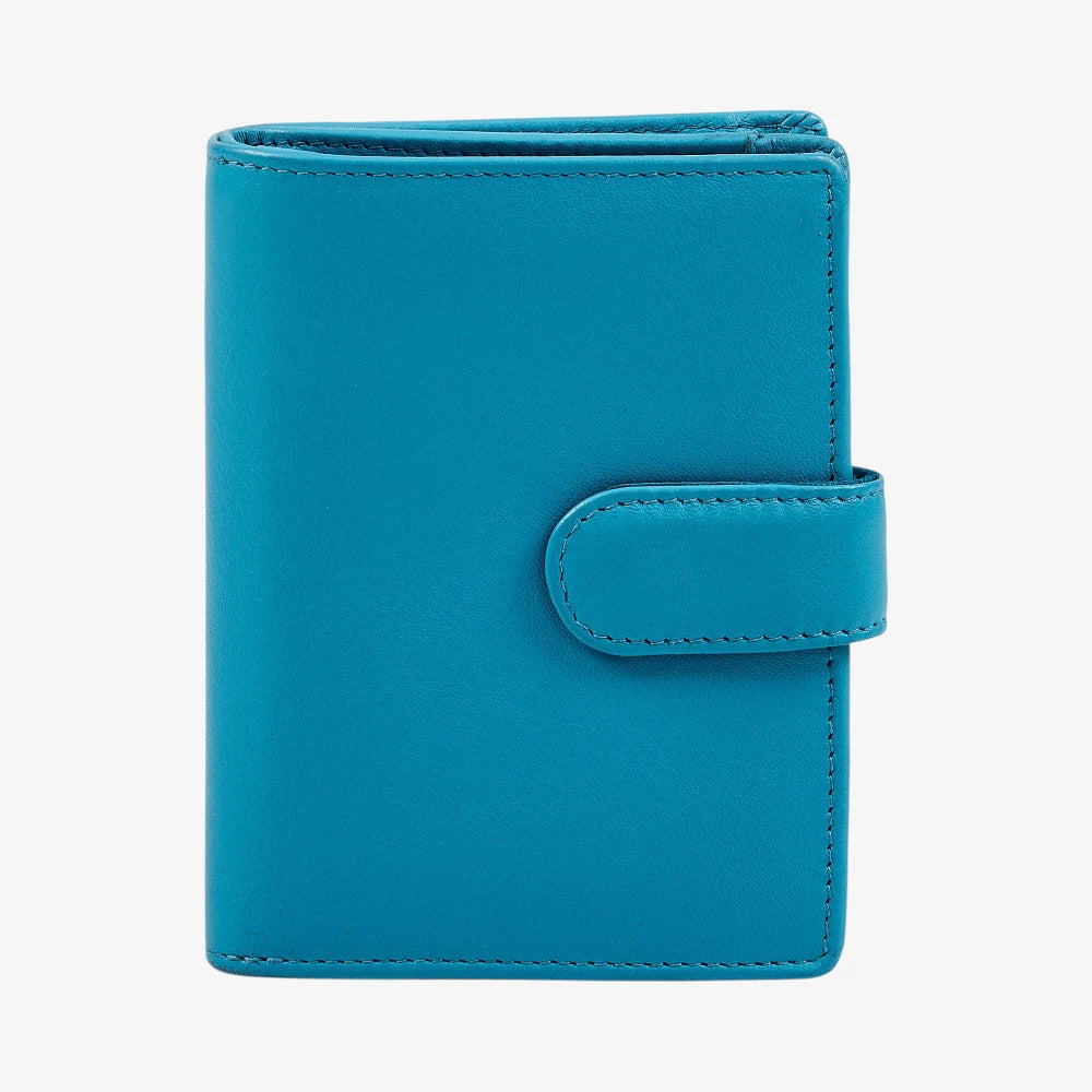 Classic turquoise ladies leather purse with soft grain finish