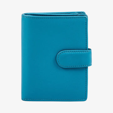 Classic turquoise ladies leather purse with soft grain finish
